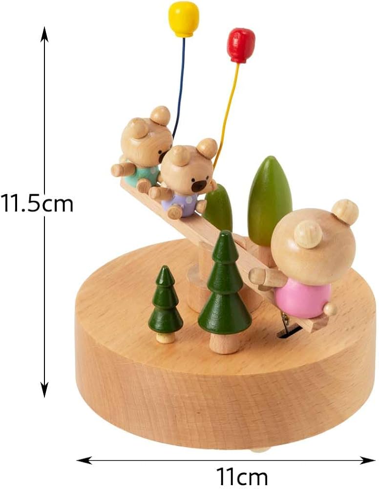 Amazon | 動く木製オルゴール くまのシーソー ブナ材 曲目：君をのせて