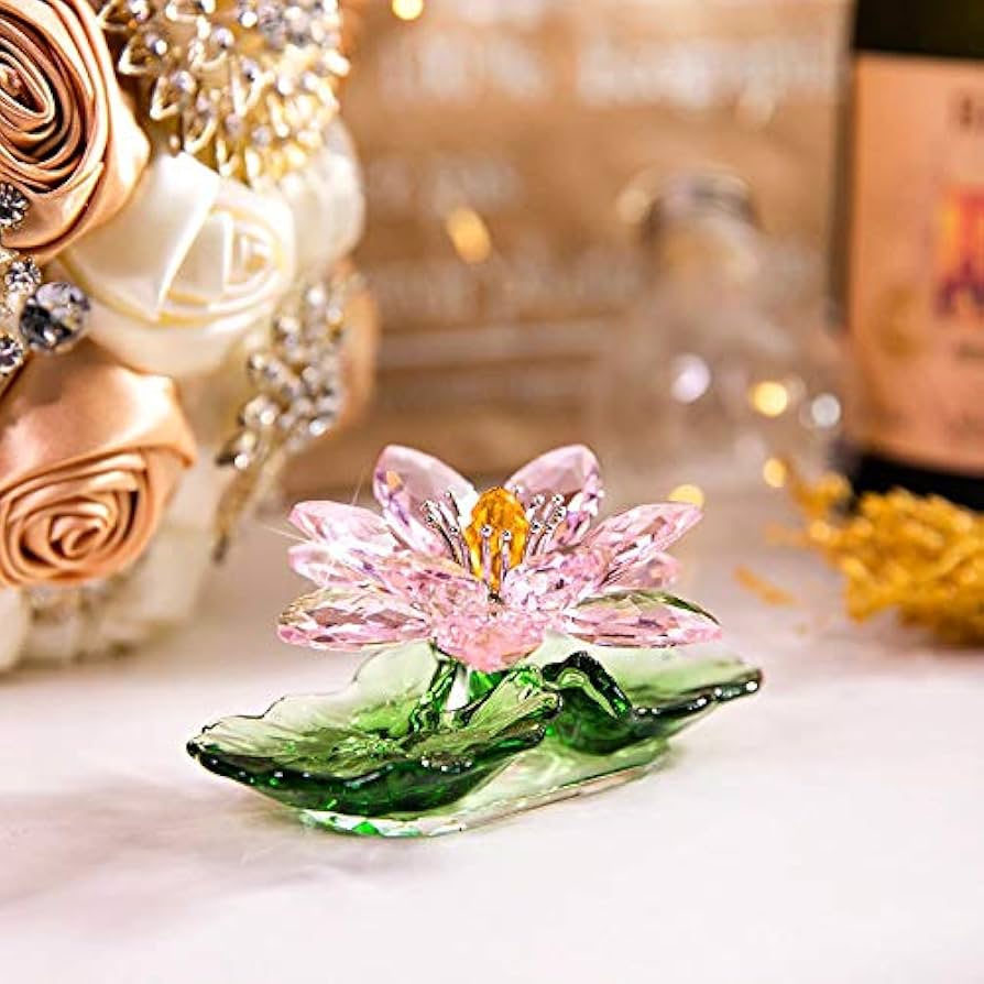 Amazon.co.jp: 手作りガラス製ピンク ロータス クリスタルフラワー 9.6