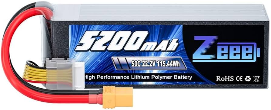 Amazon.com: Zeee 6S Lipo Battery 5200mAh 22.2V 50C with XT90 Plug