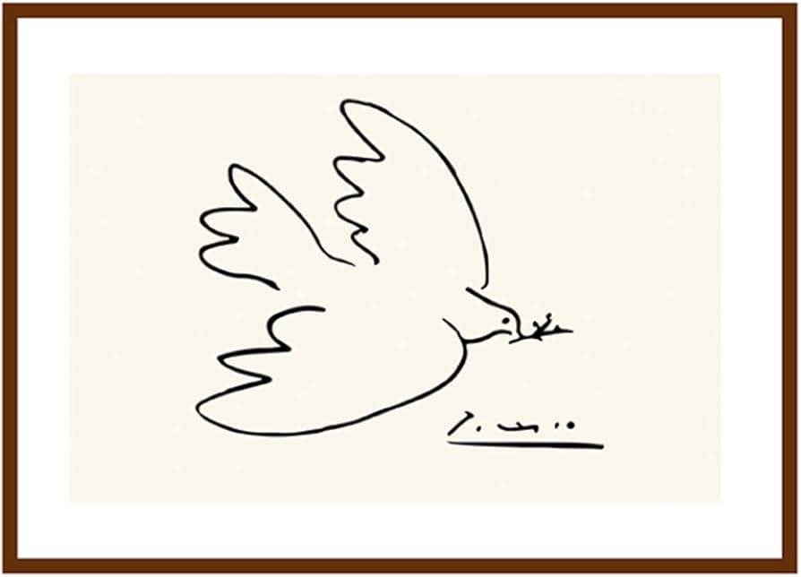 Amazon.co.jp: ピカソ 鳩 絵画アートフレーム 額付き 木製枠 壁掛け