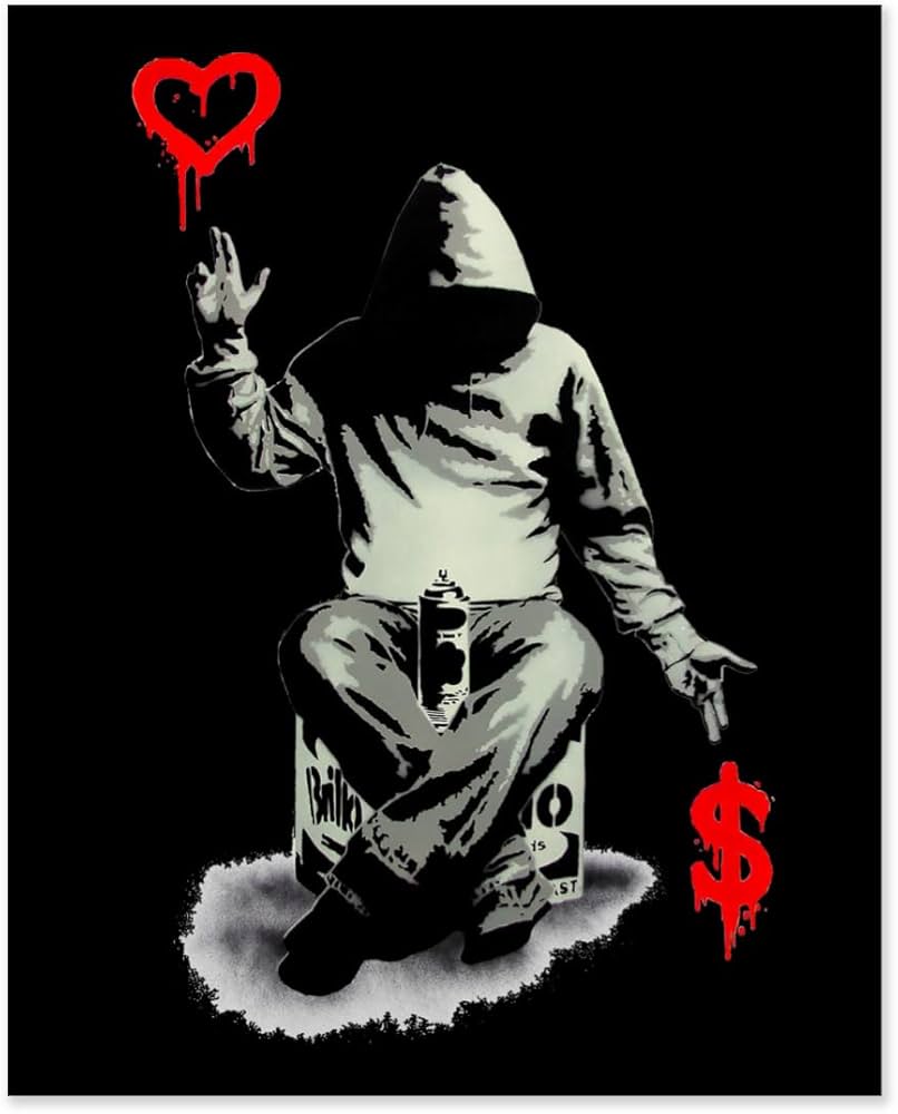 Amazon.co.jp: 油絵画 アートポスター Banksy バンクシー 愛とお金