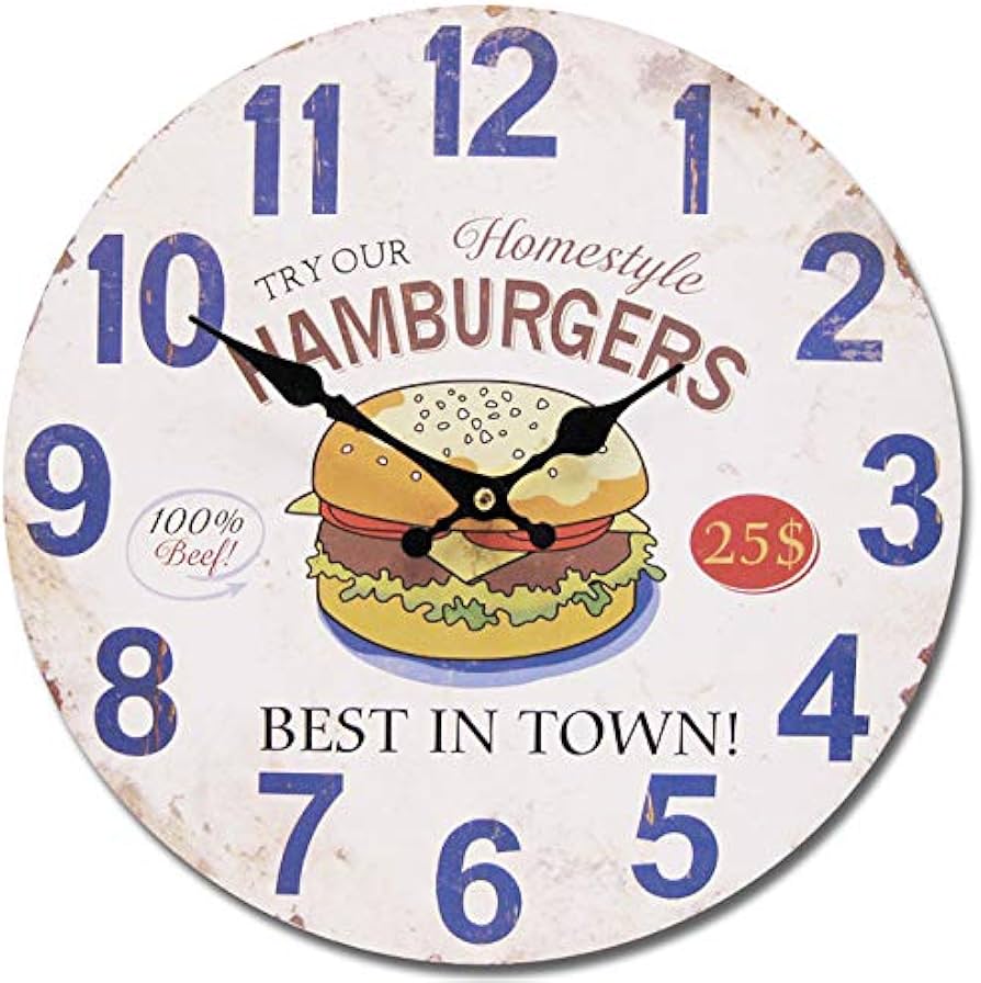 Amazon.co.jp: アメリカンウォールクロック 時計 34cm (ハンバーガー