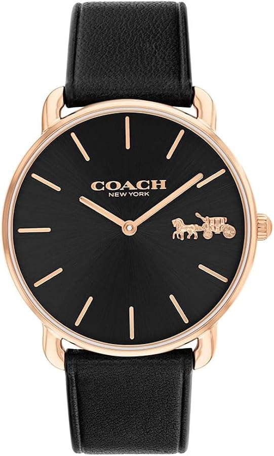 Amazon.co.jp: [コーチ]レディース 腕時計 ELLIOT 黒文字盤 黒革ベルト