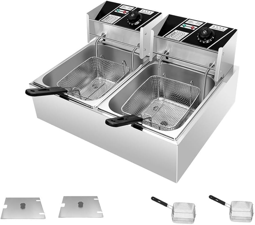 Amazon.co.jp: KCNN 電気フライヤー 業務用 二槽式 20L 大容量 卓上