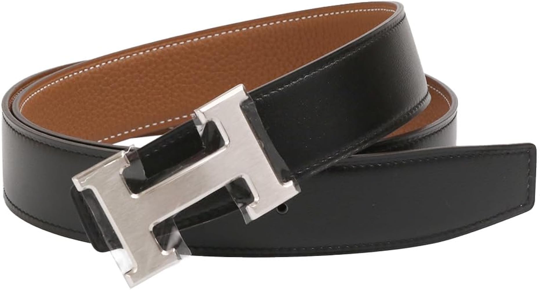 HERMES Hベルト コンスタンス レザー ブラック シルバー金具 Y刻印