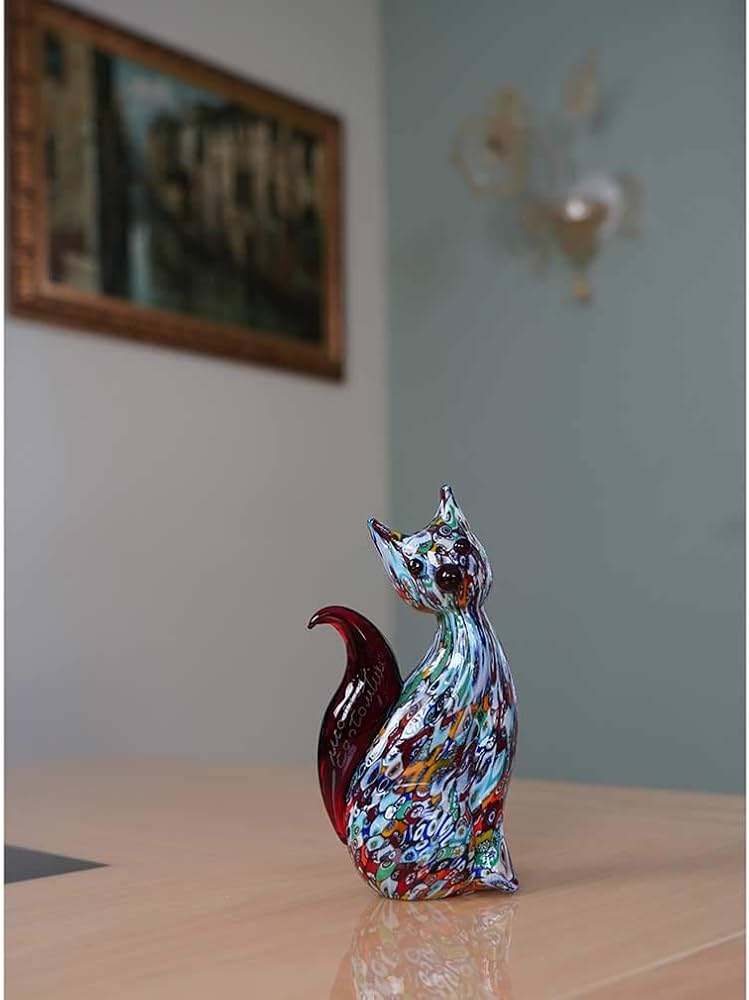美品)Murano glass ムラーノガラス 猫の置物職人サイン入り(底) 美品
