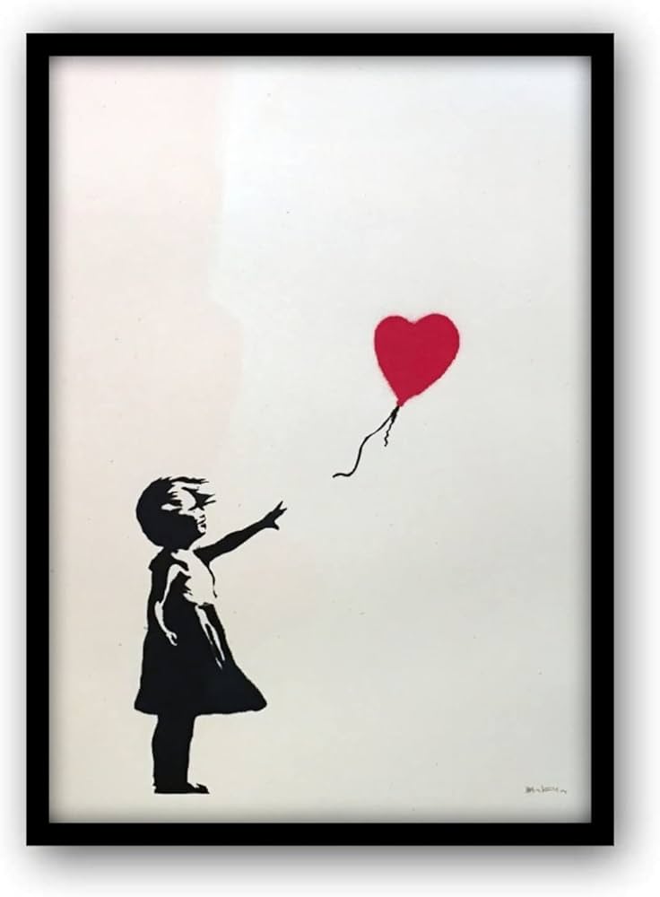 Amazon.co.jp: バンクシー 風船と少女 A4サイズ フレーム付き ポスター