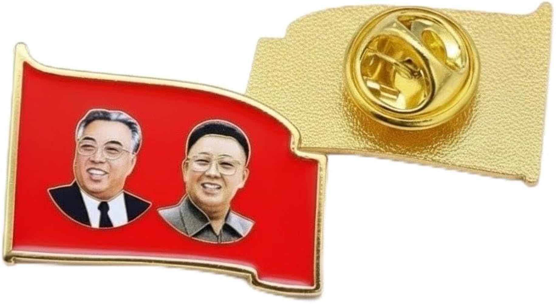 ◎新品 送料無料 希少 北朝鮮 金日成 金正日 バッジ ピンバッジ 2個