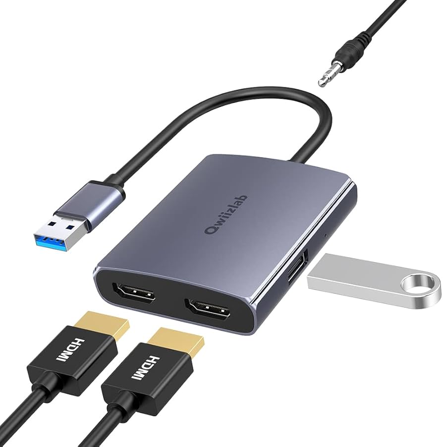 Amazon | Qwiizlab USB HDMI 変換アダプタ、USB 3.0対応デュアルHDMI