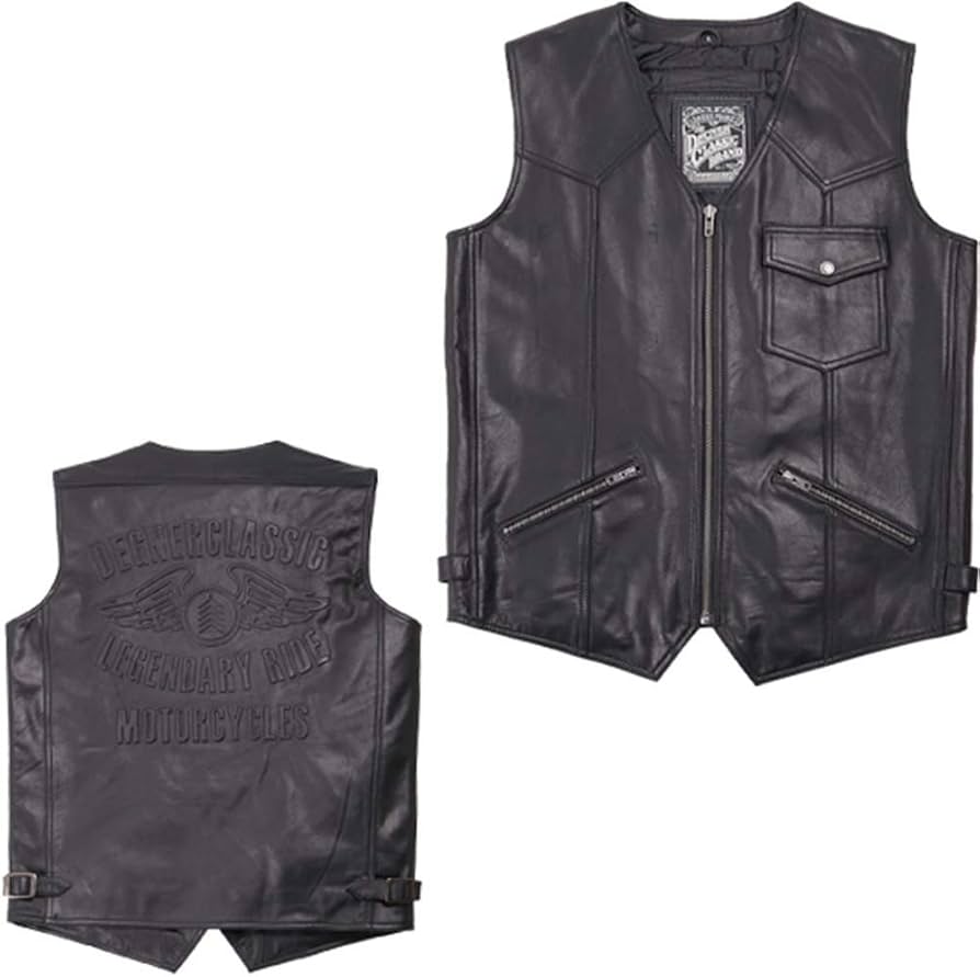Amazon | デグナー (DEGNER) レザーベスト/LEATHER VEST ブラック XL V