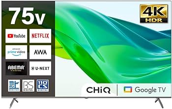 Amazon | スマートテレビ 75型 Googleテレビ 75インチ QLED HDR対応