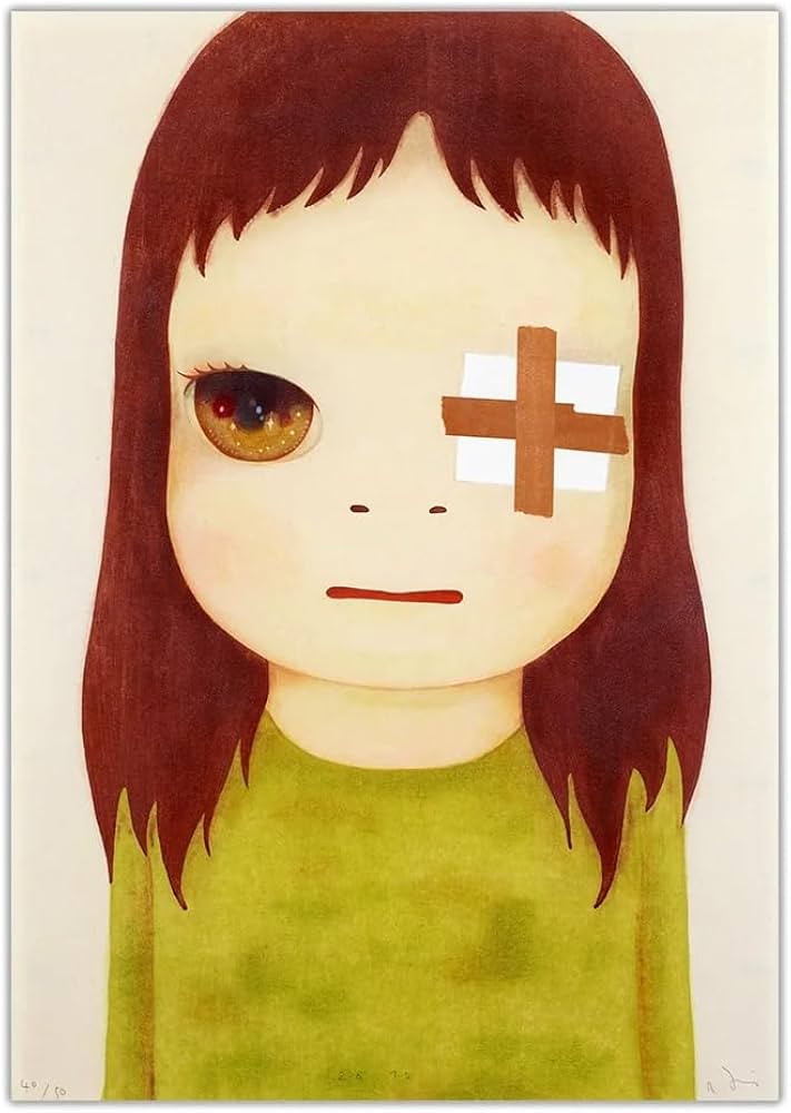 Amazon.co.jp: 有名な奈良美智ポスター《眼帯》キャンバスペイン