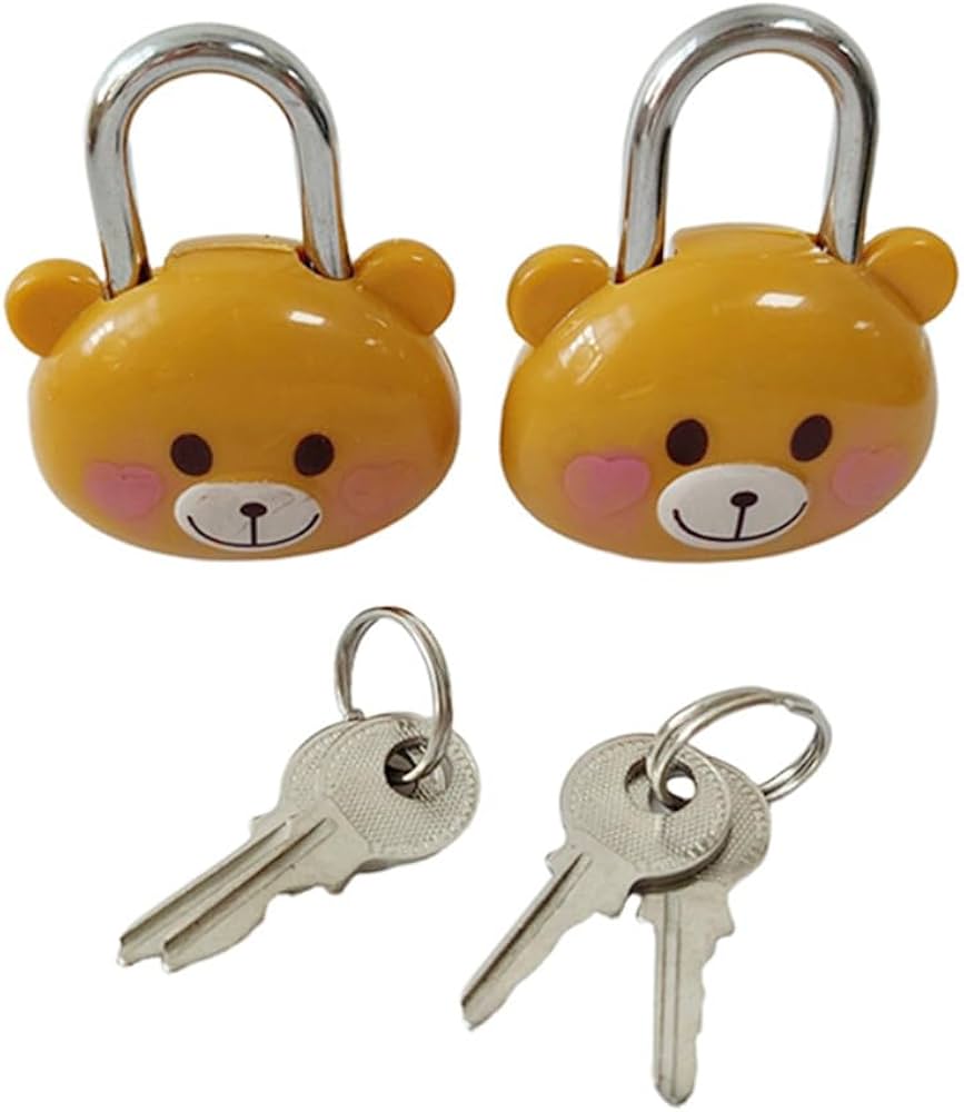 Cute Bear Lock Padlock with Keys, 2PCS Cute Security Lock for