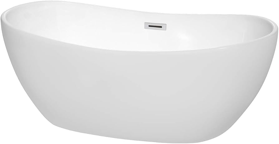 Rebecca 60 inch Freestanding Bathtub in White with Polished Chrome