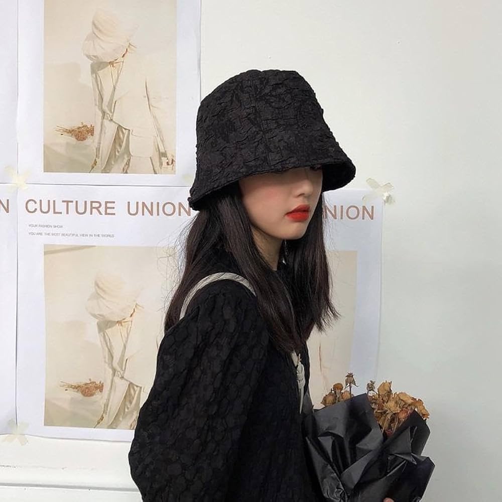 Amazon.co.jp: ブラック 帽子 バケハ バケットハット 黒 韓国 持ち運び