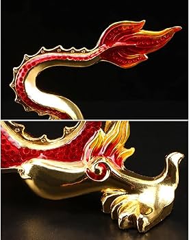 Amazon.co.jp: artlies 龍神 赤龍 金龍 紅龍 風水 ダイヤモンド 置物