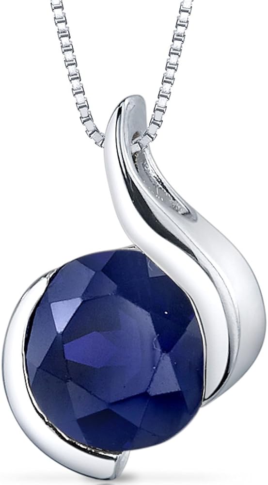 Amazon.com: PEORA 2.75 Carats Created Blue Sapphire Pendant