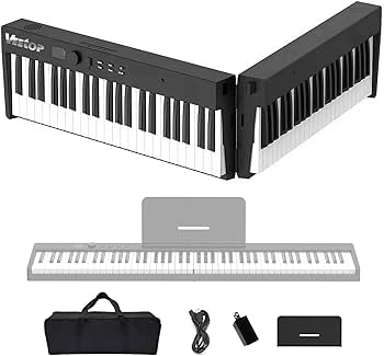 Amazon | Veetop 電子ピアノ 88鍵盤 【折り畳み式】 充電型 折り畳み
