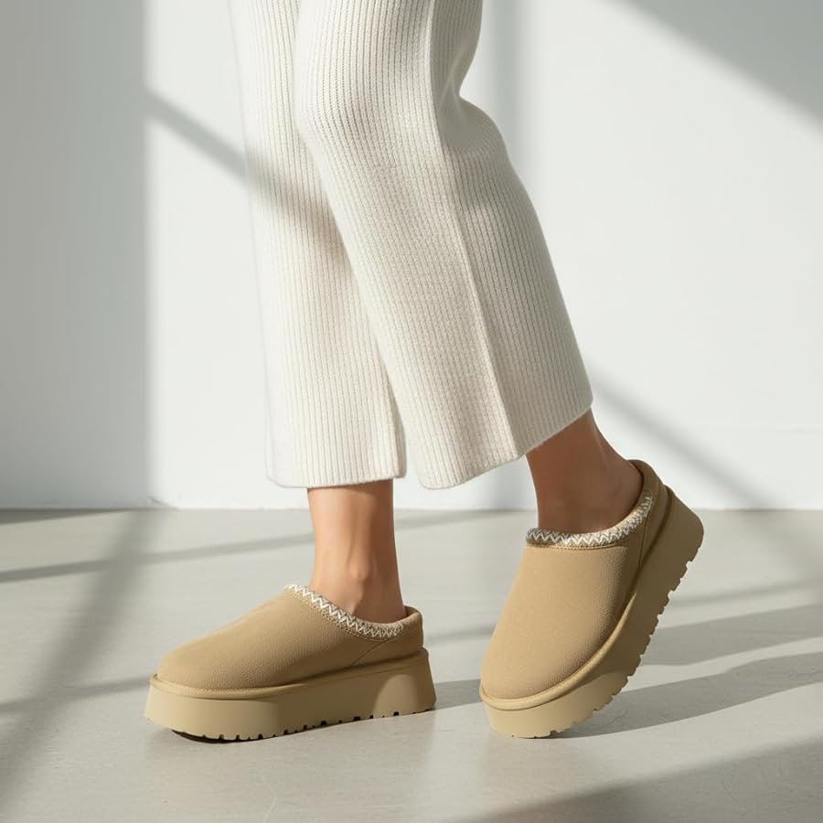 Amazon.com | CUSHIONAIRE Kabuki Platform Boots Genuine Suede Fuzzy