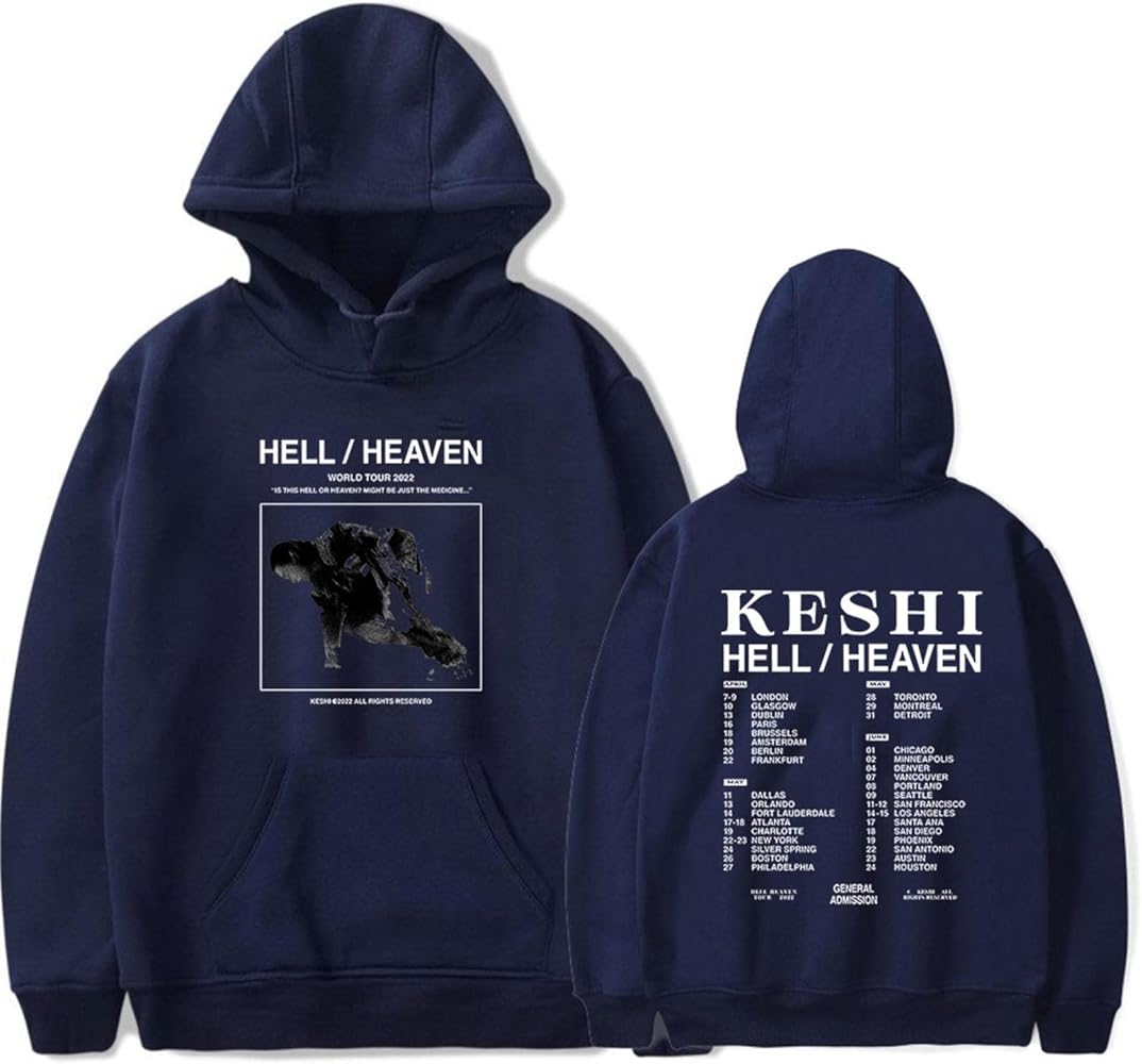 Keshi The Hell/Heaven Tour Merch Hoodie Pullover World Tour Navy,M