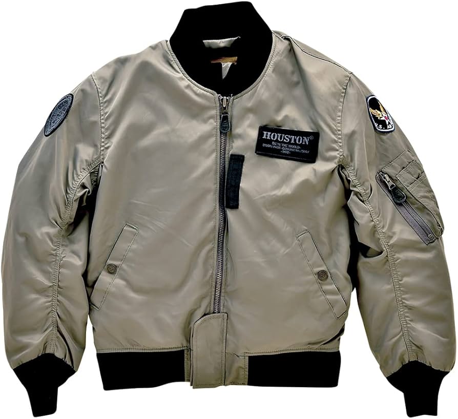 Amazon | ヒューストン MA-1 M/Cジャケット ガンメタ Lサイズ