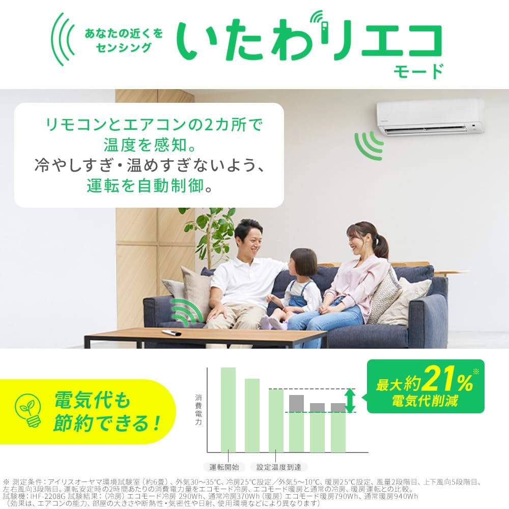 Amazon | アイリスオーヤマ エアコン 6畳 2.2kw 2024年モデル 節電