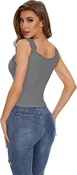Xineicy Camisole for Women Lace Trim Tank Top Sleeveless Slim Fit