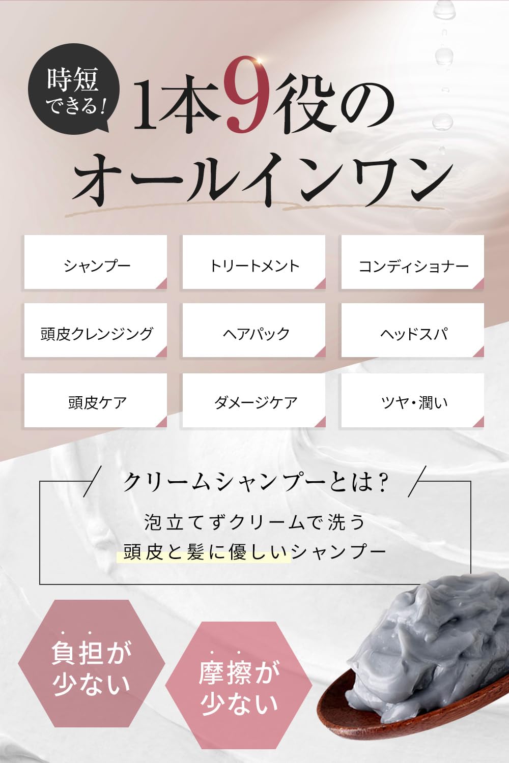 Amazon | KURUB クリームシャンプー 9役オールインワン クレイ