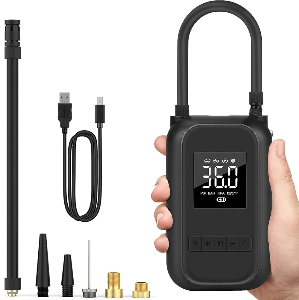 Amazon | 【小型でパワフル/最大圧力150PSI 】 電動 空気入れ 自転車