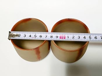 Amazon.co.jp: 備前焼 山本宗秀 備州窯 緋襷 くみ出し湯のみ 2客