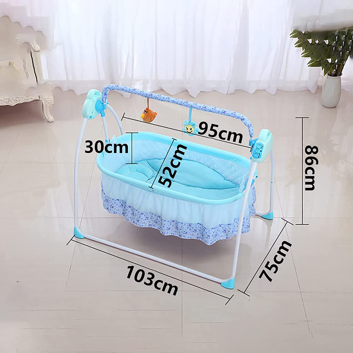 Amazon | ベビーベッド 電動 揺りかご スイングロッキング機能 0~24