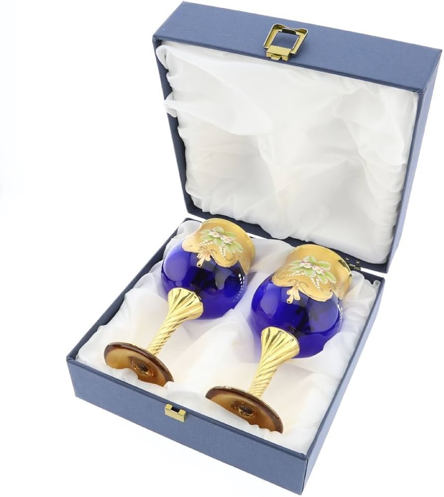 Amazon | GlassOfVenice 2個セット ムラーノガラス ワイングラス 24K