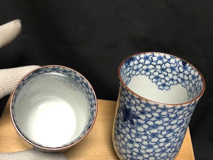 Amazon | 京焼 清水焼 組湯呑 平安孝峰 花柄 湯呑み 2個セット | ノー