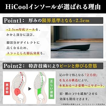 Amazon.co.jp: HiCool INSOLE【公式】 厚底インソール 世界特許採用