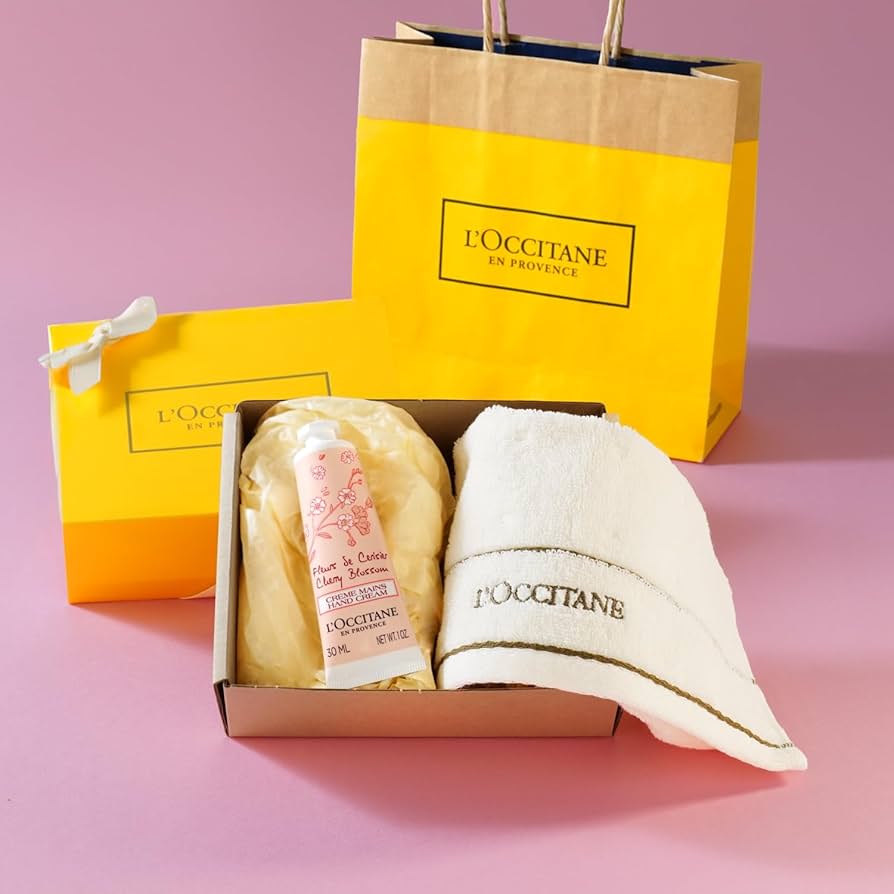 ロクシタンのジュートバッグセット バスタオル ハンドクリーム ローズ