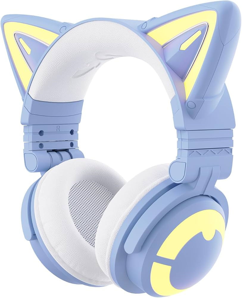 Amazon.com: YOWU Cat Ear Headphones CE, Wired/Wireless Blue Gaming