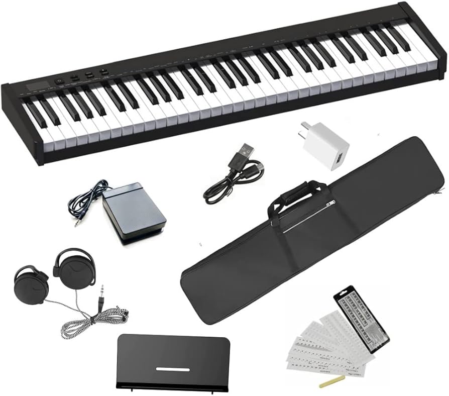 Amazon | Longeye 電子ピアノ 61鍵盤 超小型 10㎜ストローク バッテリ