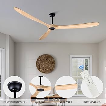 Amazon | 88インチ 屋内/屋外 木製シーリングファン リモコン付き大型