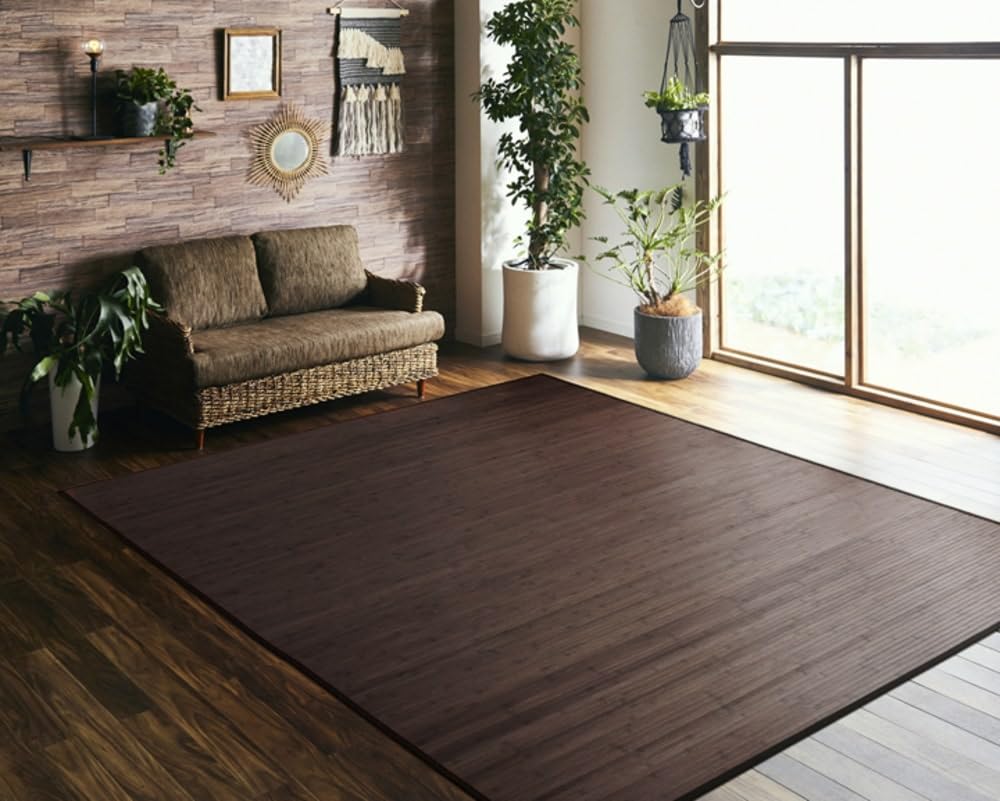 Amazon | ウッドカーペット 6畳 竹ラグ ベルシア ダークブラウン 約250