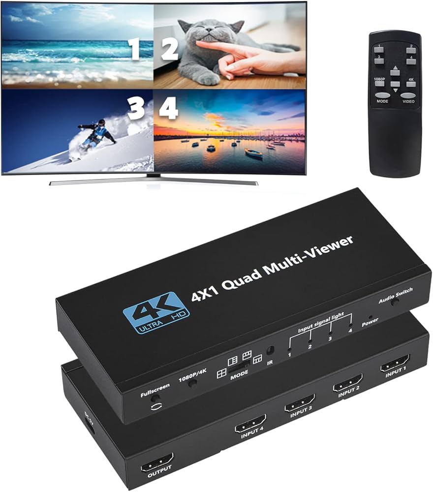 Amazon | 4K HDMI 画面分割器 4入力1出力 hdmi画面分割切替器 4x1 画面
