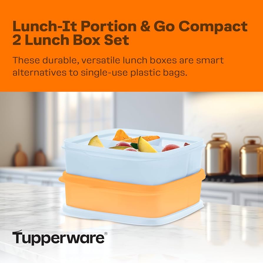 Amazon.com: Tupperware Lunch-It Portion & Go Compact 2-Lunch Box