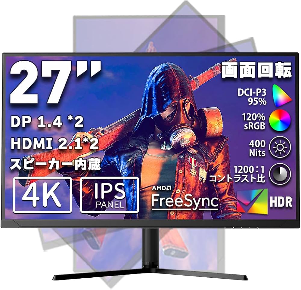 Amazon.co.jp: cocopar モニター 27インチ 4K IPS HDMI2.1(TMDS)×2 DP