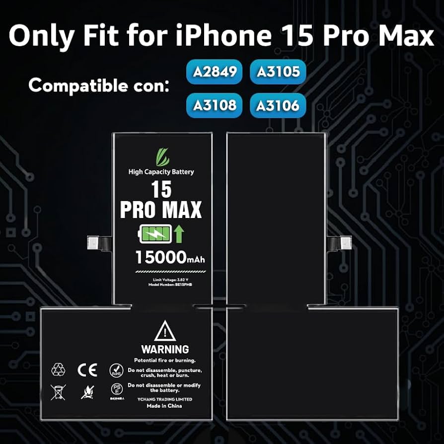 Amazon.com: LL TRADER Battery for iPhone 15 Pro Max, 15000mAh High