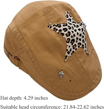 Y2k Cheetah Hat 90s Newsboy Hats for Women Y2k Accessories Star