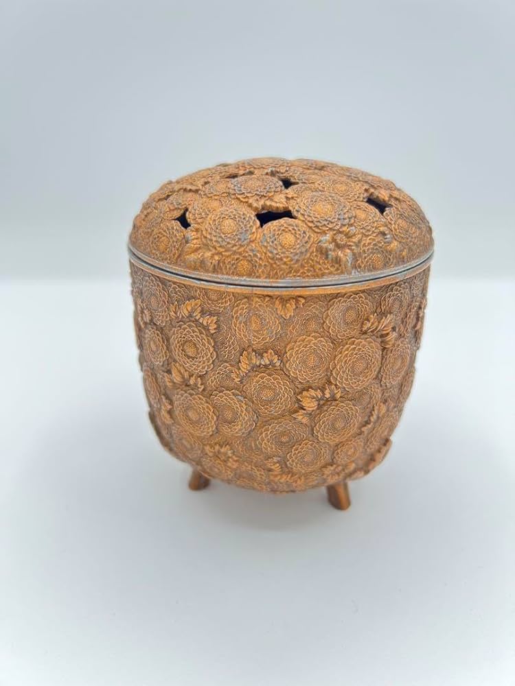 Amazon.co.jp: 高岡銅器 佐野宏采 万菊香炉 菊花尽くし紋 茶道具 茶道