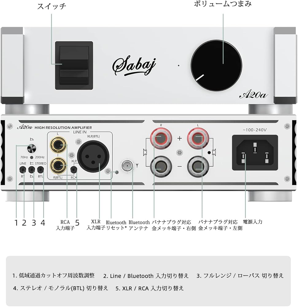 Amazon.co.jp: Sabaj A20a アンプ Bluetooth 5.0 パワーアンプ