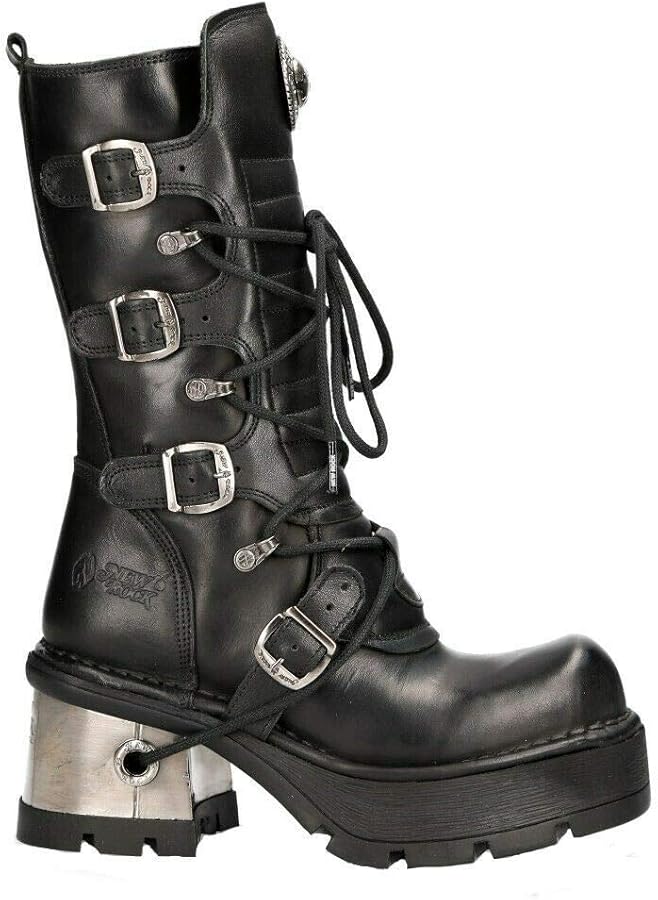 NEWROCK 373-S33 Ladies Black 100% Leather Boots Goth Punk Emo Rock