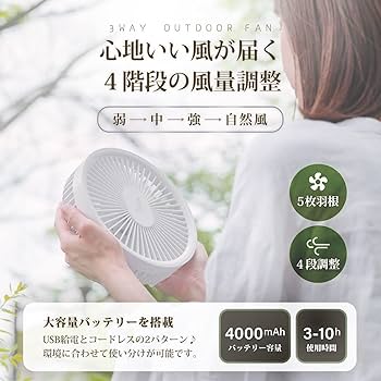 Amazon | 【hidemasa】扇風機 1台3役 卓上 壁掛け 吊り下げ