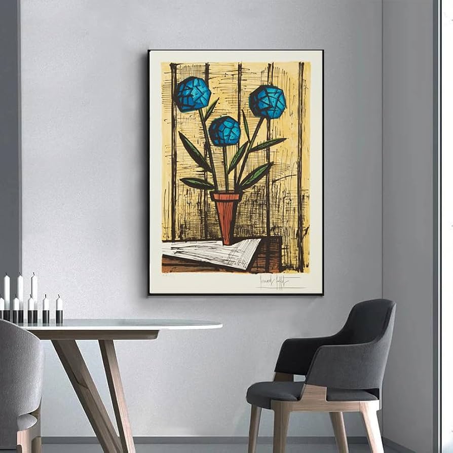 Amazon.co.jp: ベルナール・ビュッフェ ポスターと版画 抽象《青い花