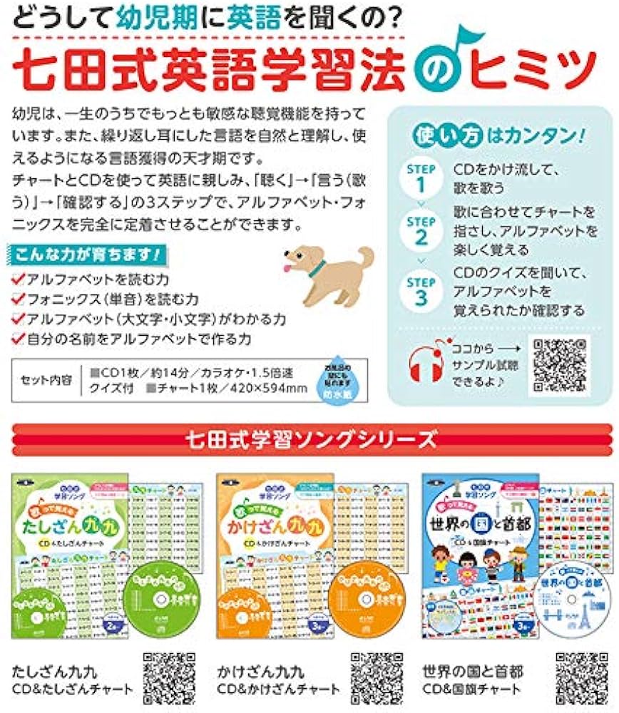 Amazon.co.jp: 七田式 学習ソング どうぶつアルファベット」 CD＆ABC